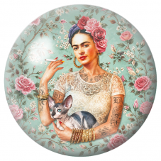 Cabochon en Verre Illustré Frida au Chat Sphynx dans un Jardin de Roses 12 à 25mm pour la Création de Bijoux Fantaisie - DIY