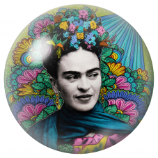Cabochon en Verre Illustré Frida au Châle Bleu dans un Jardin Coloré 12 à 25mm pour la Création de Bijoux Fantaisie - DIY