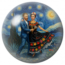 Cabochon en Verre Illustré Frida et Diego sous les Étoiles 12 à 25mm pour la Création de Bijoux Fantaisie - DIY
