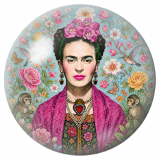 Cabochon en Verre Illustré Frida aux Colibris et aux Singes dans un Jardin Fleuri 12 à 25mm pour la Création de Bijoux Fantaisie