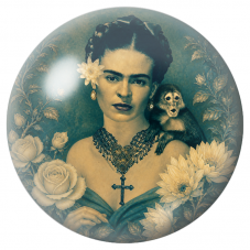 Cabochon en Verre Illustré Frida au Singe dans un Jardin Sépia 12 à 25mm pour la Création de Bijoux Fantaisie - DIY