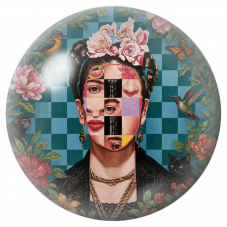 Cabochon en Verre Illustré Frida en Portrait Collage avec Oiseaux, Singe et Chat 12 à 25mm pour la Création de Bijoux Fantaisie 