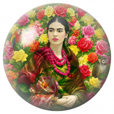 Cabochon en Verre Illustré Frida au Perroquet et au Singe dans un Jardin de Roses 12 à 25mm pour la Création de Bijoux Fantaisie