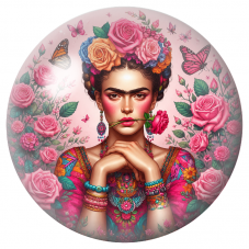 Cabochon en Verre Illustré Frida à la Rose entre les Mains 12 à 25mm pour la Création de Bijoux Fantaisie - DIY