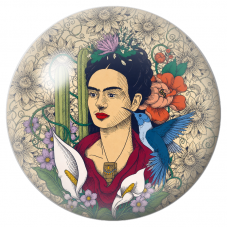 Cabochon en Verre Illustré Frida au Colibri et aux Arums Bleus 12 à 25mm pour la Création de Bijoux Fantaisie - DIY