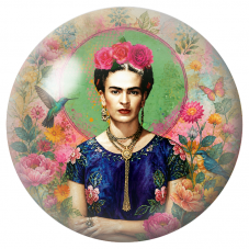 Cabochon en Verre Illustré Frida au Jardin Fleuri avec Colibris et Papillon 12 à 25mm pour la Création de Bijoux Fantaisie - DIY