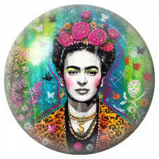 Cabochon en Verre Illustré Frida aux Papillons et au Crâne Fleuri 12 à 25mm pour la Création de Bijoux Fantaisie - DIY