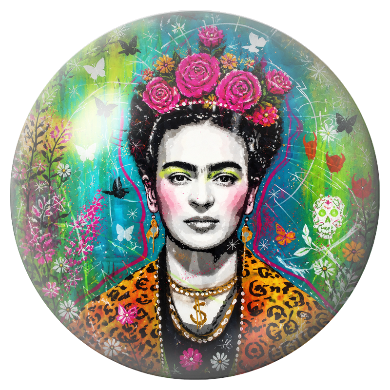 Cabochon en Verre Illustré Frida aux Papillons et au Crâne Fleuri 12 à 25mm