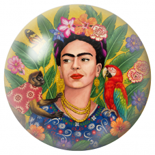 Cabochon en Verre Illustré Frida au Singe et au Perroquet dans un Jardin Tropical 12 à 25mm pour la Création de Bijoux Fantaisie