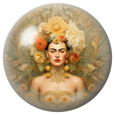 Cabochon en Verre Illustré Frida Dorée aux Colibris parmi les Fleurs 12 à 25mm pour la Création de Bijoux Fantaisie - DIY