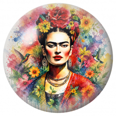 Cabochon en Verre Illustré Frida Aquarelle aux Deux Colibris 12 à 25mm pour la Création de Bijoux Fantaisie - DIY