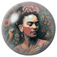Cabochon en Verre Illustré Frida aux Papillons avec Perroquet et Singe 12 à 25mm pour la Création de Bijoux Fantaisie - DIY
