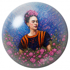 Cabochon en Verre Illustré Frida au Jardin de Roses Bleues 12 à 25mm pour la Création de Bijoux Fantaisie - DIY