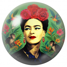 Cabochon en Verre Illustré Frida aux Colibris et aux Singes dans un Jardin Vert 12 à 25mm pour la Création de Bijoux Fantaisie -