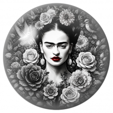 Cabochon en Verre Illustré Frida Monochrome aux Oiseaux dans un Jardin de Roses 12 à 25mm pour la Création de Bijoux Fantaisie -