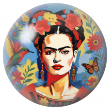 Cabochon en Verre Illustré Frida Pop au Colibri et au Papillon 12 à 25mm pour la Création de Bijoux Fantaisie - DIY