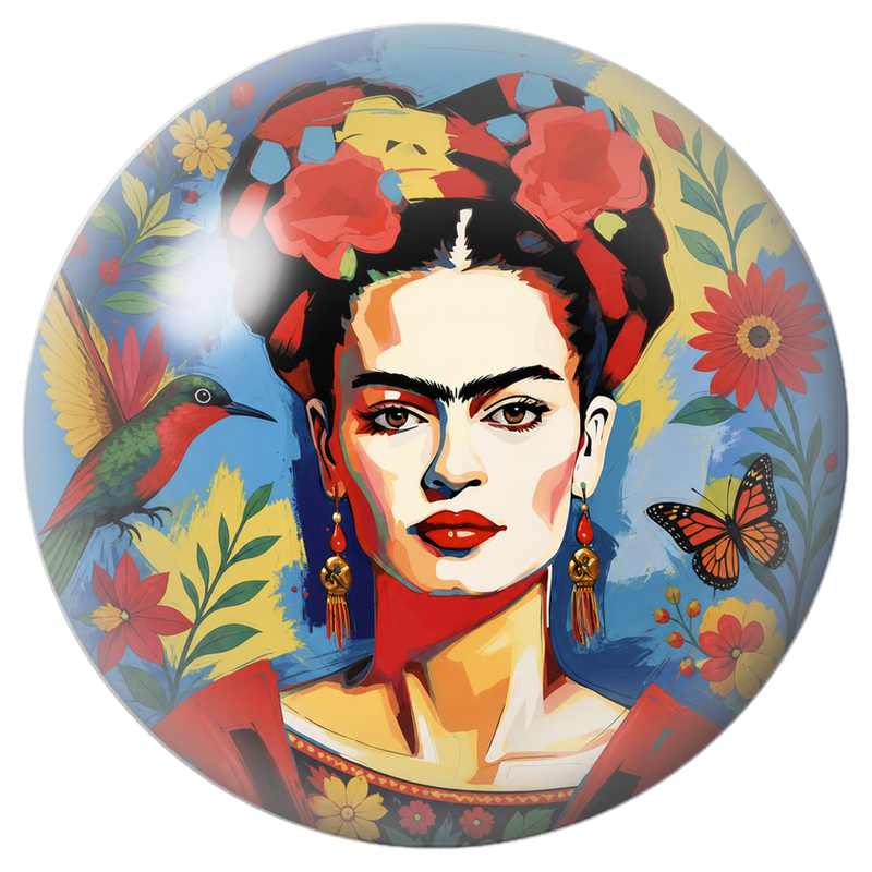 Cabochon en Verre Illustré Frida Pop au Colibri et au Papillon 12 à 25mm