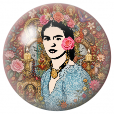 Cabochon en Verre Illustré Frida au Perroquet, au Singe et au Faon dans un Jardin Sacré 12 à 25mm pour la Création de Bijoux Fan