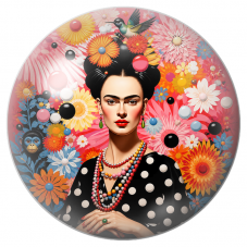 Cabochon en Verre Illustré Frida Pop aux Fleurs et au Colibri 12 à 25mm pour la Création de Bijoux Fantaisie - DIY