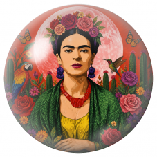 Cabochon en Verre Illustré Frida au Clair de Lune avec Perroquet et Colibri 12 à 25mm pour la Création de Bijoux Fantaisie - DIY
