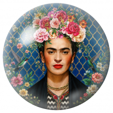 Cabochon en Verre Illustré Frida aux Deux Colibris dans un Jardin Bleu 12 à 25mm pour la Création de Bijoux Fantaisie - DIY