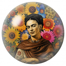 Cabochon en Verre Illustré Frida aux Tournesols avec Perroquet et Papillon 12 à 25mm pour la Création de Bijoux Fantaisie - DIY