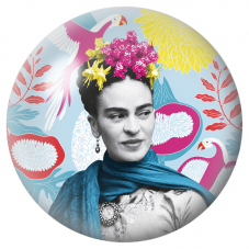Cabochon en Verre Illustré Frida au Châle Bleu parmi les Flamants Roses 12 à 25mm pour la Création de Bijoux Fantaisie - DIY