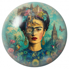 Cabochon en Verre Illustré Frida au Visage-Collage parmi les Oiseaux 12 à 25mm pour la Création de Bijoux Fantaisie - DIY