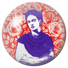 Cabochon en Verre Illustré Frida Pop Violette sur Fond de Roses Rouges 12 à 25mm pour la Création de Bijoux Fantaisie - DIY