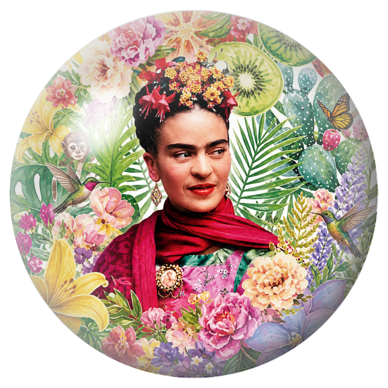Cabochon en Verre Illustré Frida au Singe et aux Colibris dans un Jardin Tropical 12 à 25mm