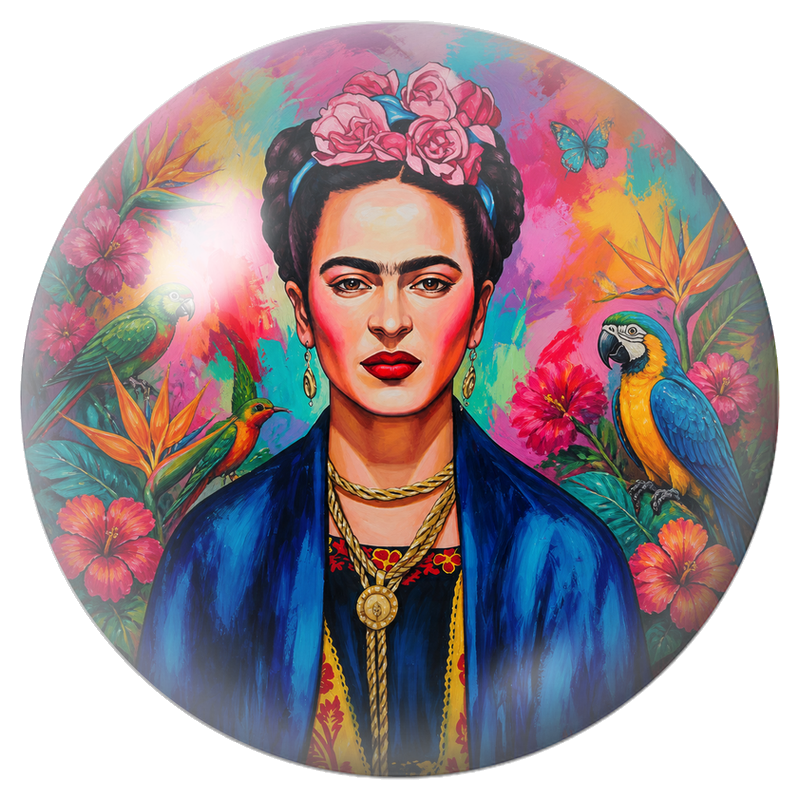 Cabochon en Verre Illustré Frida Tropicale au Perroquet et au Colibri 12 à 25mm