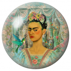 Cabochon en Verre Illustré Frida au Colibri dans un Jardin Drapé 12 à 25mm pour la Création de Bijoux Fantaisie - DIY