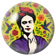 Cabochon en Verre Illustré Frida Pop aux Deux Colibris 12 à 25mm pour la Création de Bijoux Fantaisie - DIY