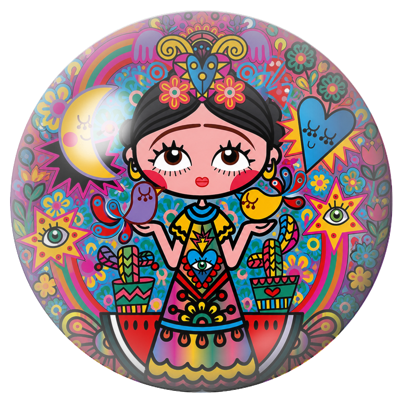 Cabochon en Verre Illustré Frida Pop aux Arcs-en-Ciel et aux Yeux Magiques 12 à 25mm
