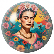 Cabochon en Verre Illustré Frida aux Colibris dans un Jardin Tropical 12 à 25mm pour la Création de Bijoux Fantaisie - DIY