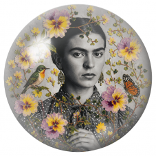 Cabochon en Verre Illustré Frida au Colibri et au Papillon 12 à 25mm pour la Création de Bijoux Fantaisie - DIY