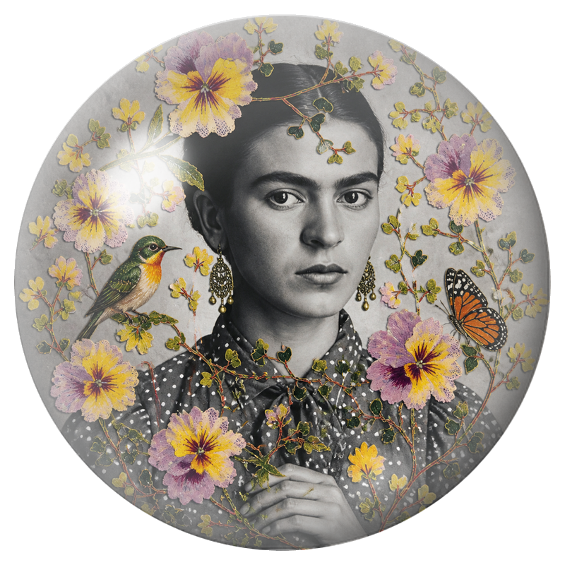 Cabochon en Verre Illustré Frida au Colibri et au Papillon 12 à 25mm