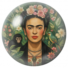 Cabochon en Verre Illustré Frida au Singe et à l’Oiseau dans le Jardin 12 à 25mm pour la Création de Bijoux Fantaisie - DIY