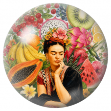 Cabochon en Verre Illustré Frida aux Fruits Exotiques et au Colibri 12 à 25mm pour la Création de Bijoux Fantaisie - DIY