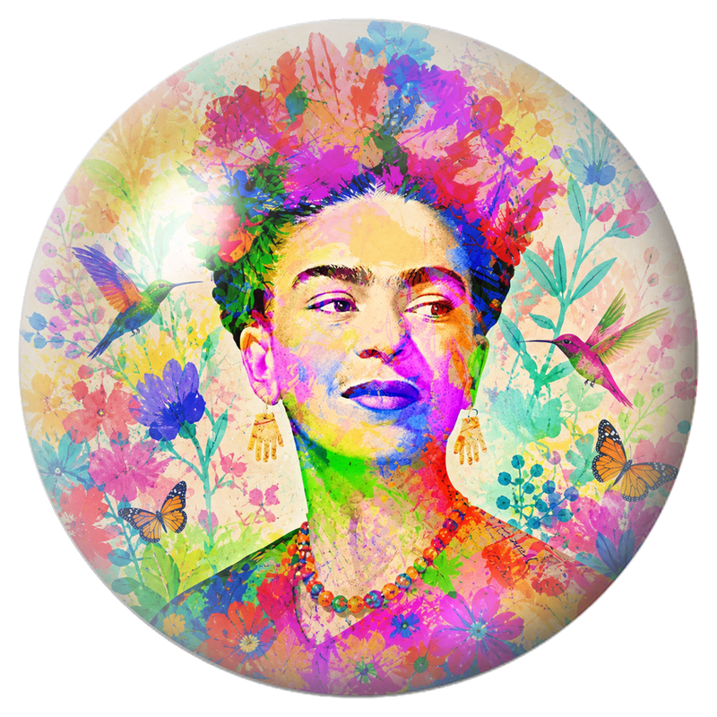 Cabochon en Verre Illustré Frida Pop aux Colibris et aux Papillons 12 à 25mm