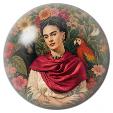 Cabochon en Verre Illustré Frida au Singe et au Perroquet dans le Jardin 12 à 25mm pour la Création de Bijoux Fantaisie - DIY