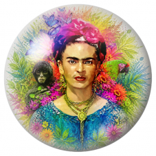 Cabochon en Verre Illustré Frida aux Papillons et au Perroquet Vert 12 à 25mm pour la Création de Bijoux Fantaisie - DIY