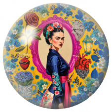 Cabochon en Verre Illustré Frida dans le Miroir Rose au Cœur Anatomique 12 à 25mm pour la Création de Bijoux Fantaisie - DIY