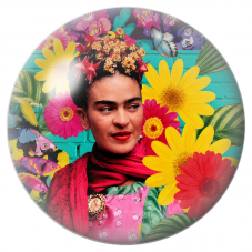 Cabochon en Verre Illustré Frida au Bouquet de Marguerites Jaunes 12 à 25mm pour la Création de Bijoux Fantaisie - DIY