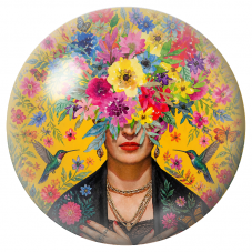Cabochon en Verre Illustré Frida au Bouquet Fleuri et aux Colibris 12 à 25mm pour la Création de Bijoux Fantaisie - DIY