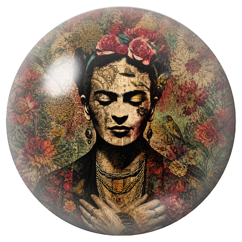 Cabochon en Verre Illustré Frida Mystique aux Yeux Fermés 12 à 25mm