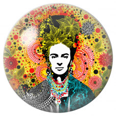 Cabochon en Verre Illustré Frida Pop aux Fleurs Rouges 12 à 25mm pour la Création de Bijoux Fantaisie - DIY