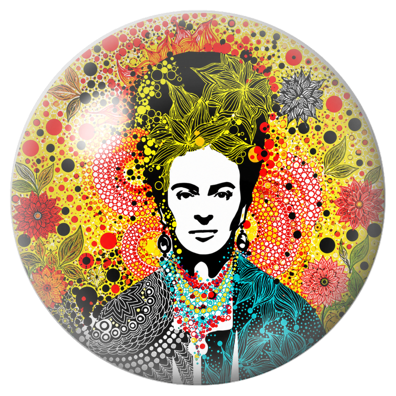 Cabochon en Verre Illustré Frida Pop aux Fleurs Rouges 12 à 25mm