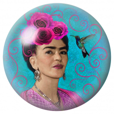 Cabochon en Verre Illustré Frida aux Roses Fuchsia et au Colibri 12 à 25mm pour la Création de Bijoux Fantaisie - DIY