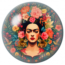 Cabochon en Verre Illustré Frida aux Colibris dans les Fleurs Corail 12 à 25mm pour la Création de Bijoux Fantaisie - DIY
